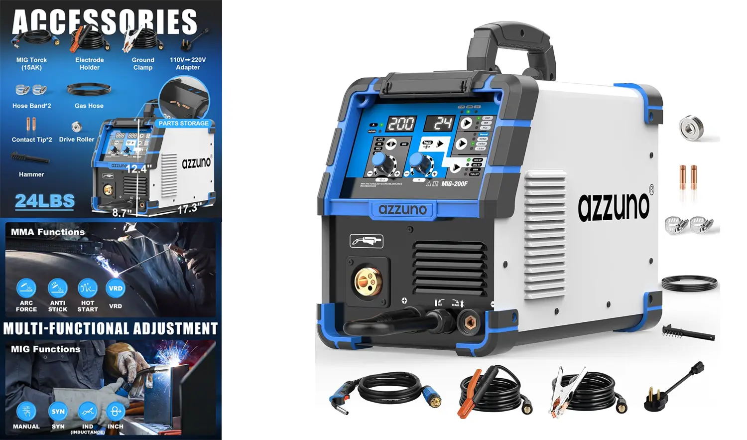 200A MIG Welder,110V/220V Dual Voltage multiprocess welder