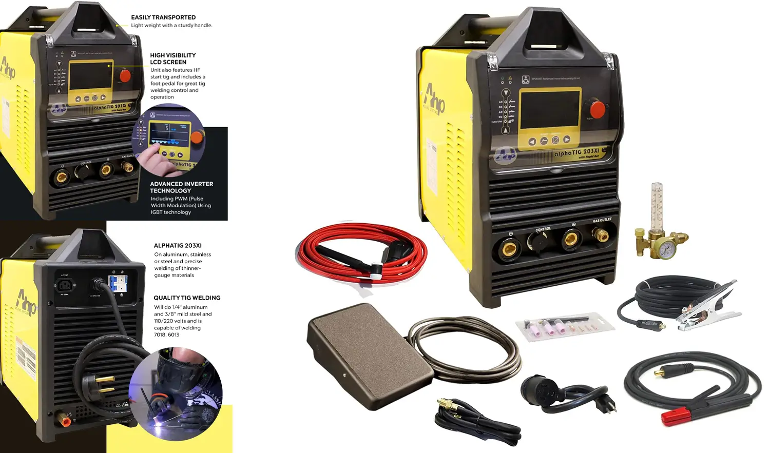 AHP AlphaTIG 203Xi 200 Amp IGBT AC DC Tig/Stick Welder