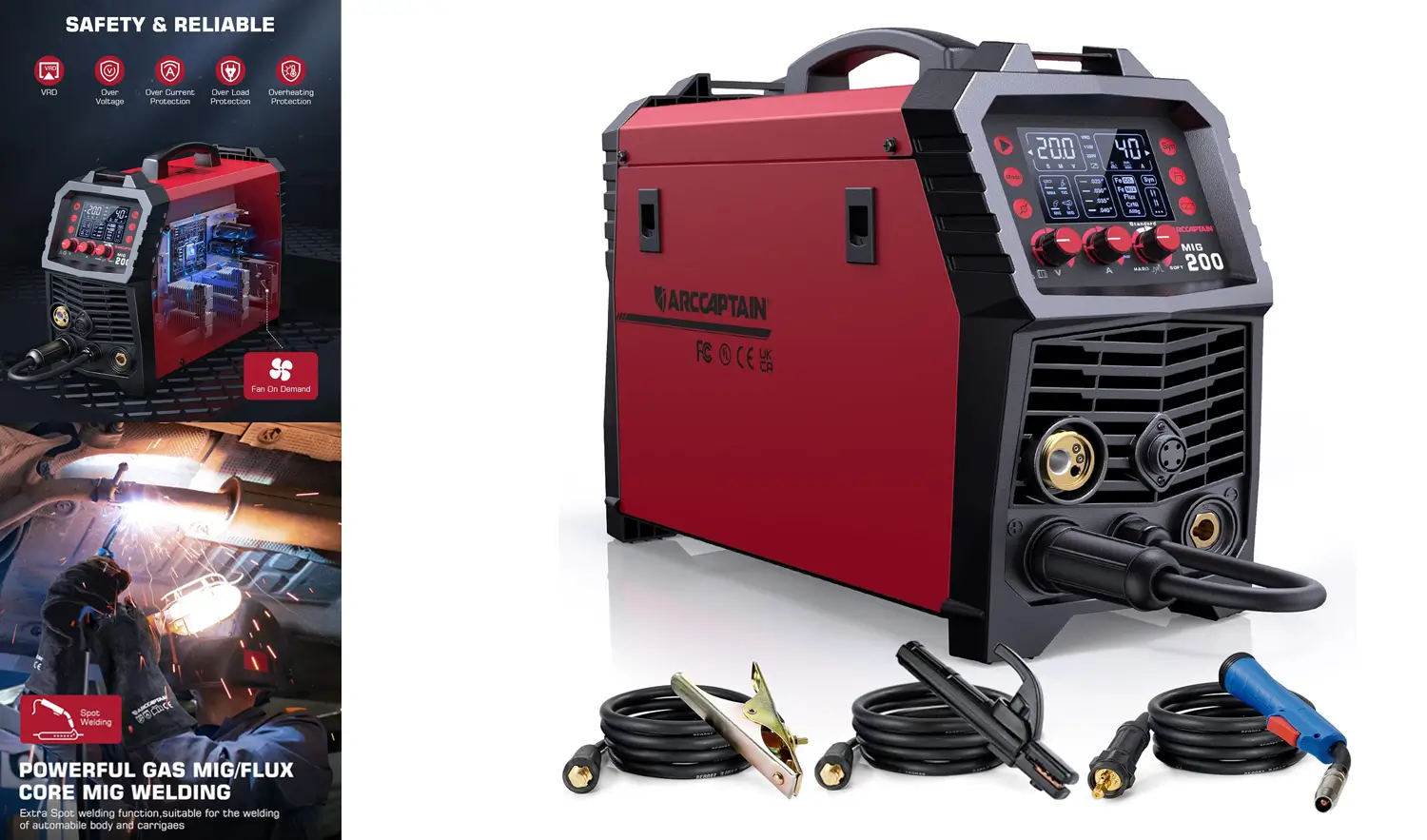 ARCCAPTAIN MIG Welder, 200Amp 6 in 1 Gas