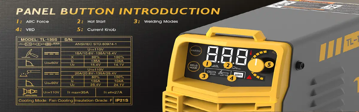 TOOLIOM 135A Stick Welder/Lift TIG Welder 110V MMA ARC Welder Machine