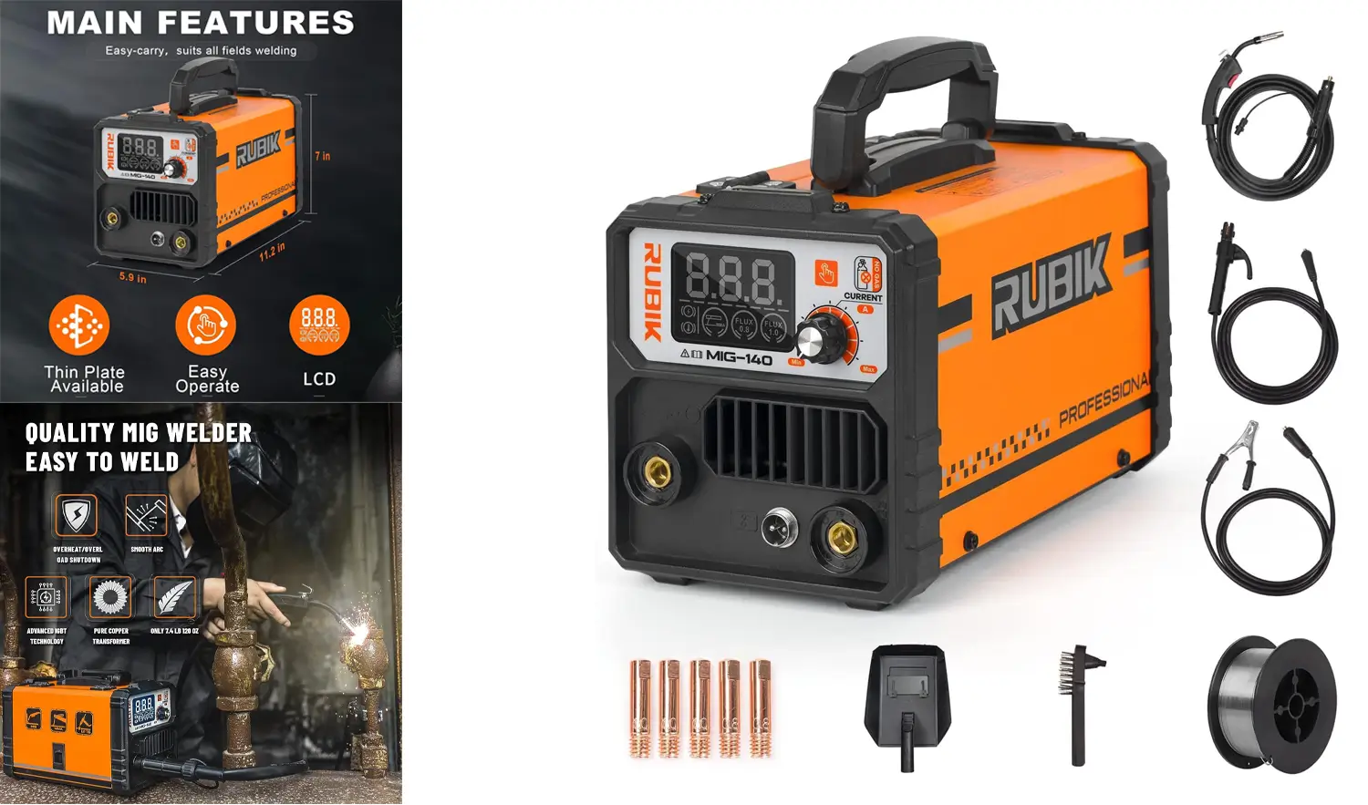 RUBIK MIG Welder, 140A Welding Machine