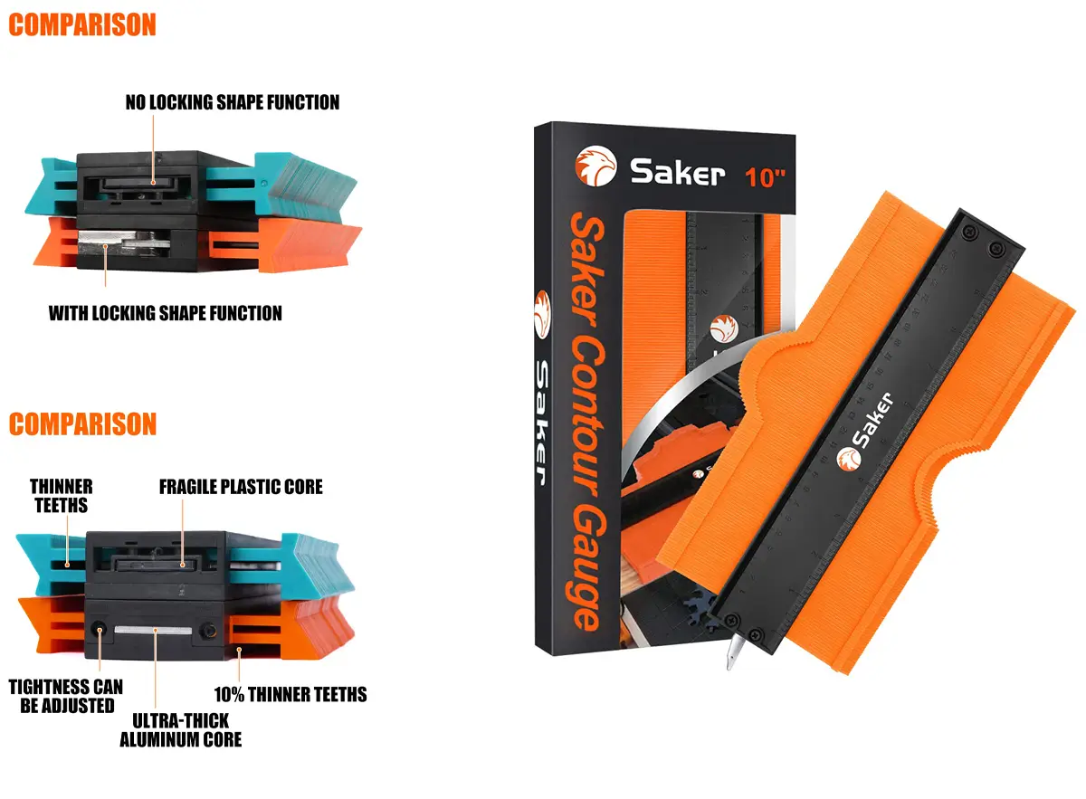 Saker Contour Gauge (10 Inch Lock) Profile Tool-Adjustable Lock