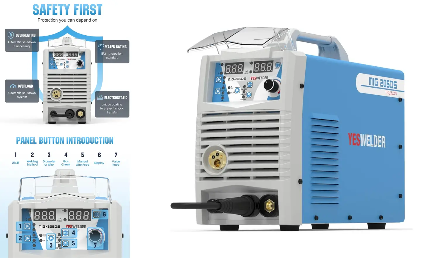 YESWELDER DIGITAL MIG-205DS MIG WELDER