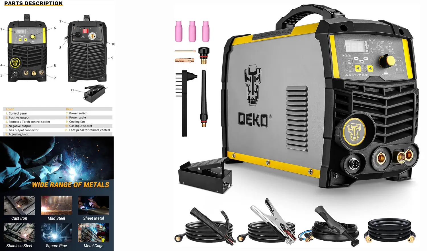 DEKO 250A AC-DC Inverter TIG-MMA Welder,