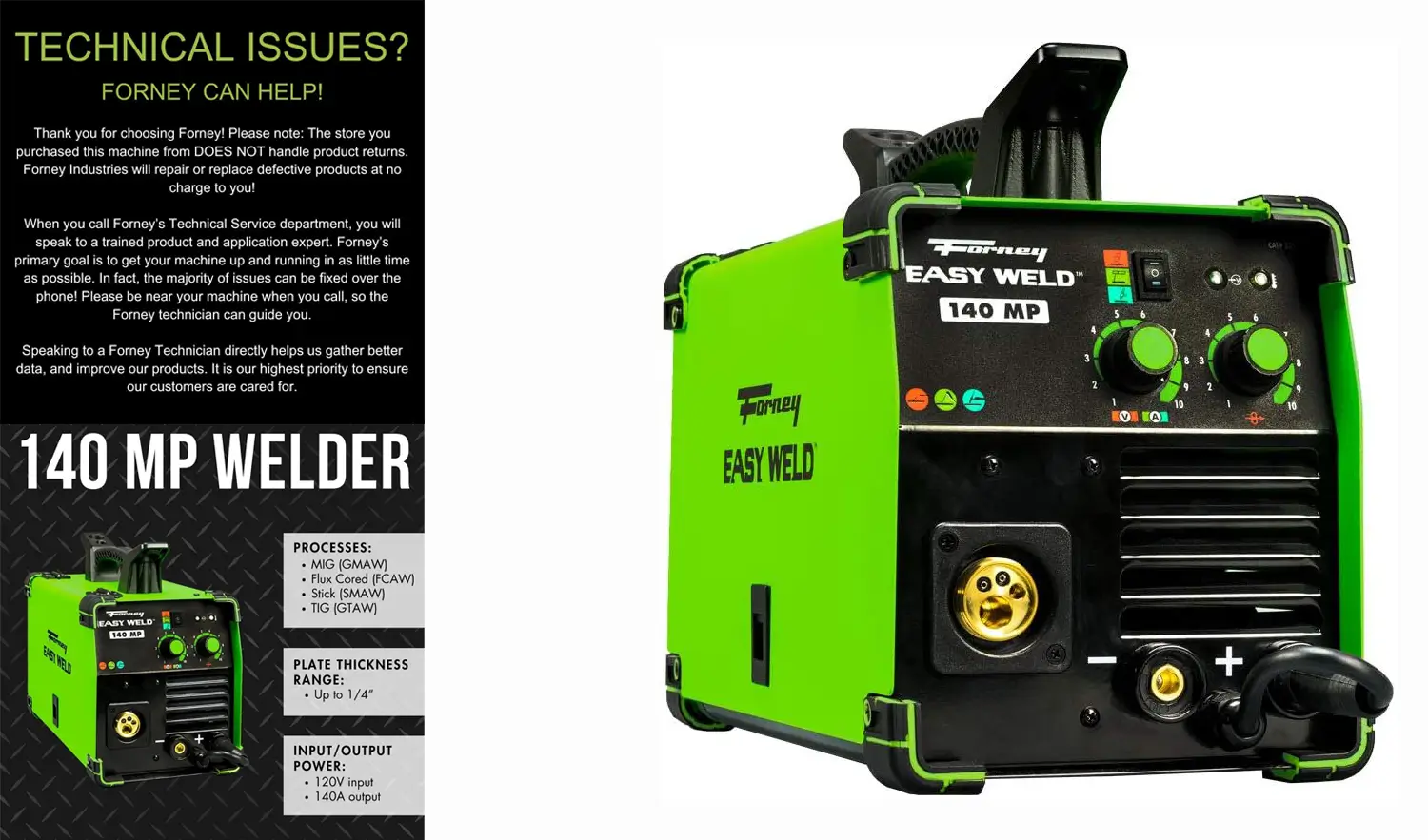 FORNEY Easy Weld 140 MP, Multi-Process Welder