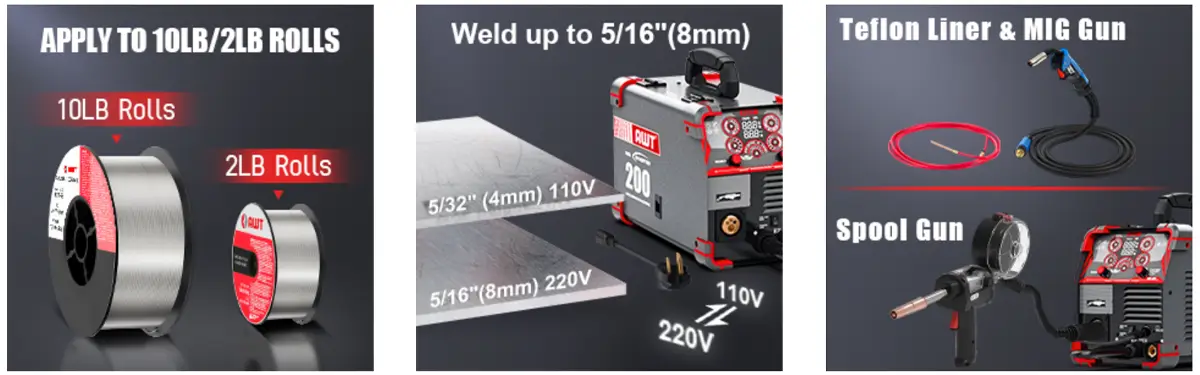 AWT MIG Welder, 200Amp 8 in 1 Gas