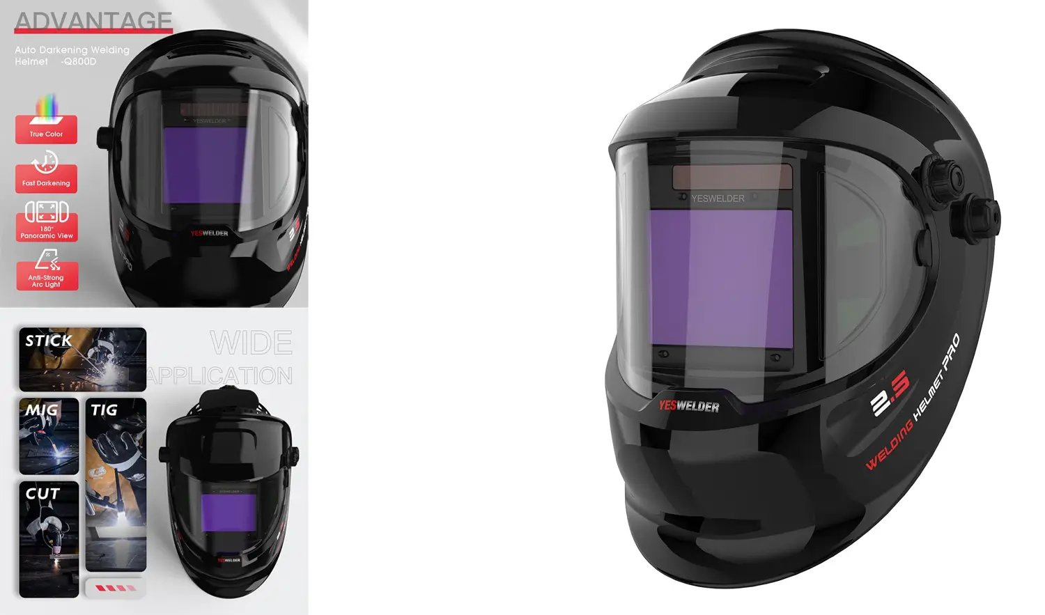 YESWELDER Large Viewing Welding Helmet