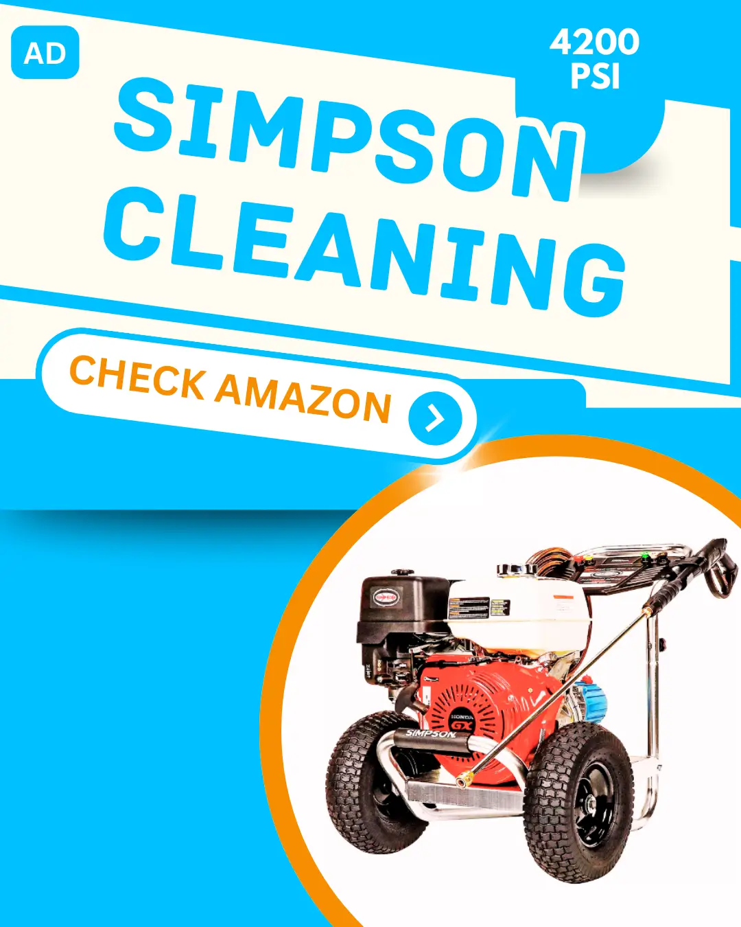 Simpson Cleaning 4200 PSI Gas Pressure Washer, 4.0 GPM Power Washer for Commercial Use, Honda GX390 Engine,
